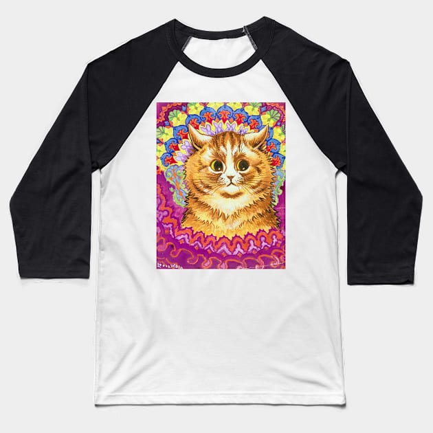 Louis Wain Kaleidoscope Cat Baseball T-Shirt by forgottenbeauty